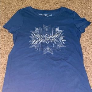 blue designed shirt